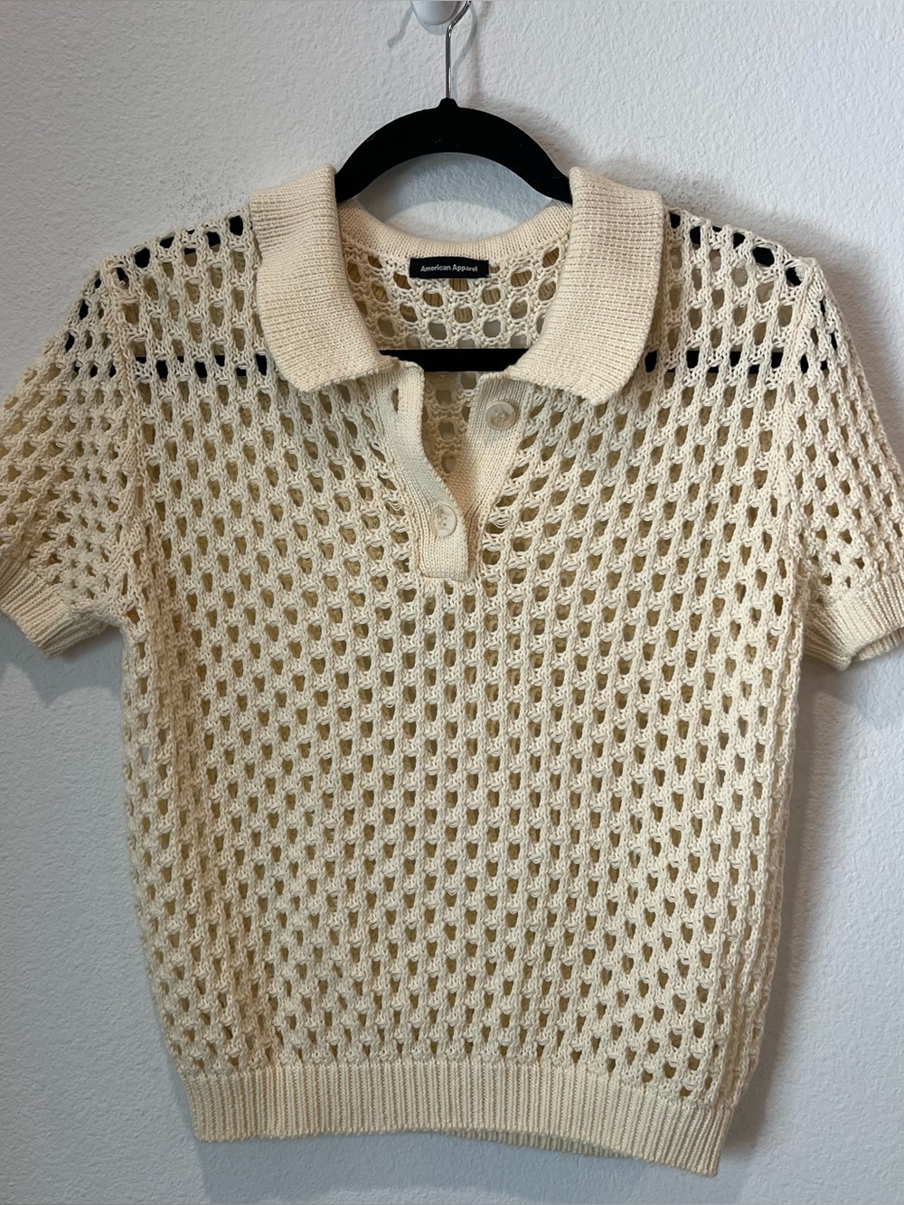 Open Knit Tennis Shirt | American Apparel medium preppy summer resort casual